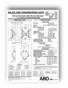 اطلاعات مهندسی پمپ دیافراگمی آرو سایز ½1 اینچ فلزی سری EXPERT